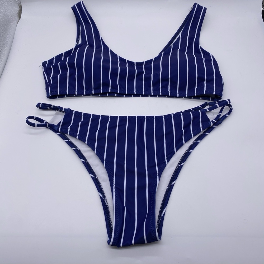 BLOOMING JELLY  Pinstriped Bikini Size S